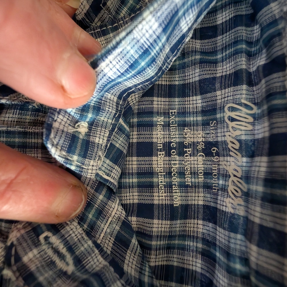 Wrangler Blue Plaid Button Down Shirt for Kids